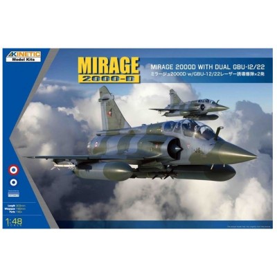 MIRAGE 2000D WITH DUAL GBU-12/22 ( HELLENIC AIR FORCE ) - 1/48 SCALE - KINETIC